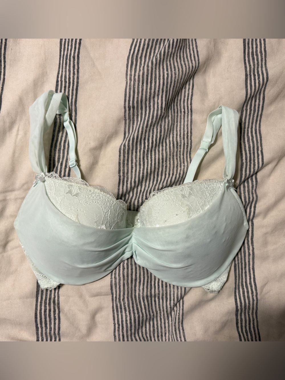 Adore Me Mint Green Lace-Trim Push-Up Bra
